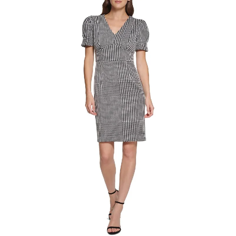 DKNY Womens Houndstooth  Sheath Dress Open-back unclassified dresses