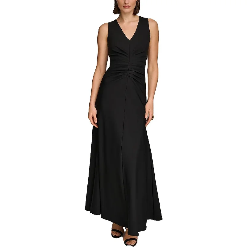 Donna Karan Womens Cascade Ruffle Sleeveless Evening Dress Wrap unclassified dresses