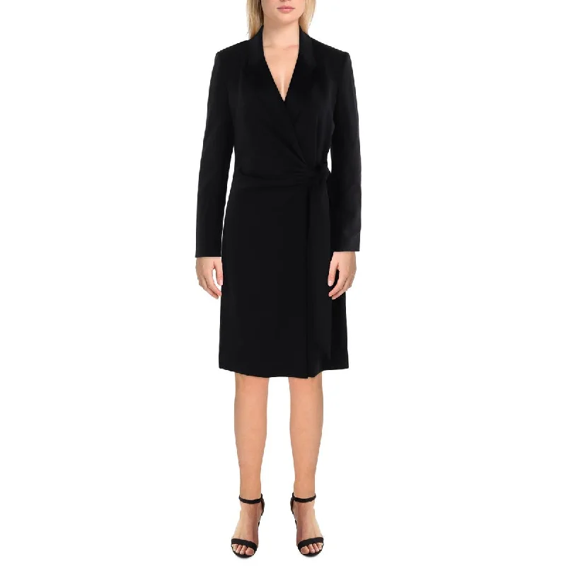 Donna Karan Womens Collared Tie-Waist Wrap Dress Cocktail unclassified dresses