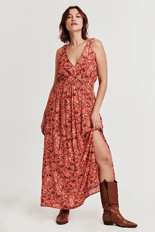 ERIN SMOCK WAIST DRESS AUTUMN PAISLEY Mesh unclassified dresses