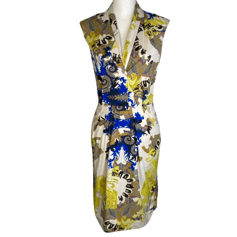 Etro Blue & Yellow Sheath Dress Velvet unclassified dresses