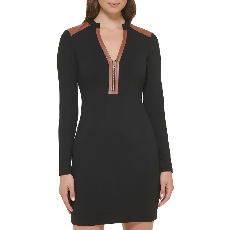 Guess Womens Ponte Faux Leather Trim Sheath Dress Best-selling unclassified dresses