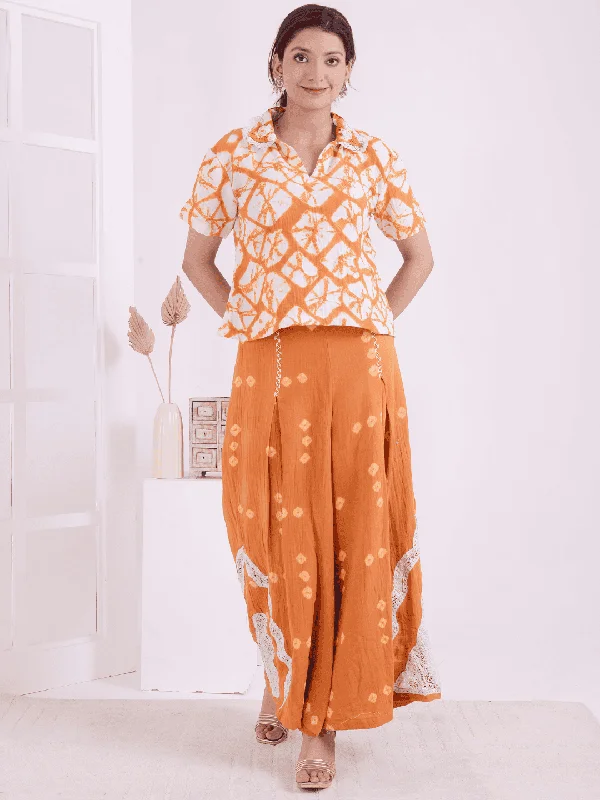 Orange & White Tie-Dye Co-ord Set Comfortable unclassified dresses