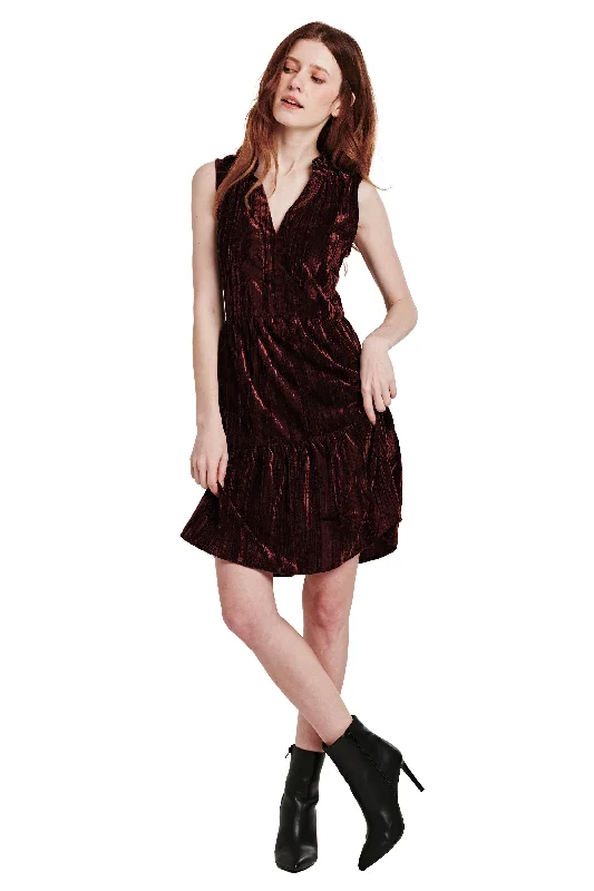 HELENA SLEEVELESS DRESS CHERRY MARMALADE VELVET Long unclassified dresses