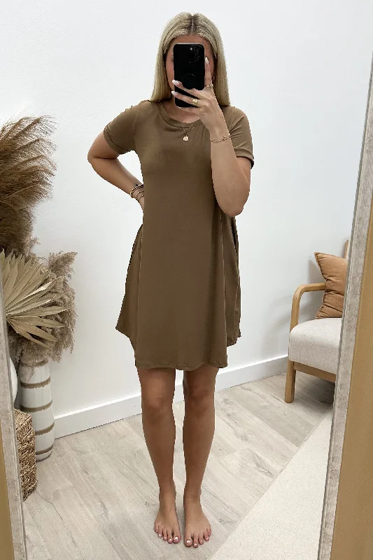 "It's Too Easy" Dress (Mocha) Metallic unclassified dresses