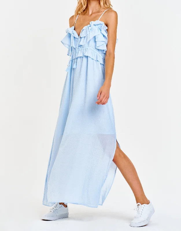 JOJO MULTI RUFFLE DRESS MID SKY Designer unclassified dresses