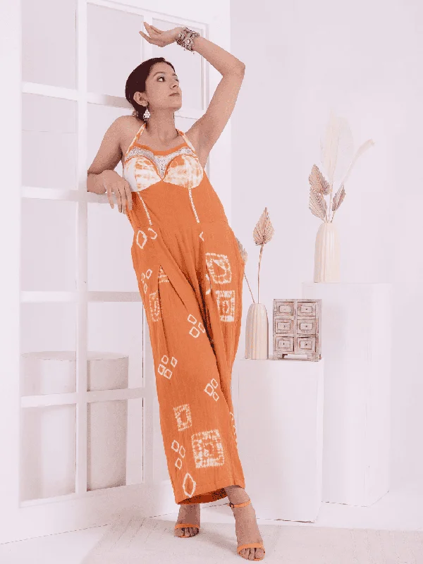 Rust Tie & Dye Women Jumpsuit Boho unclassified dresses