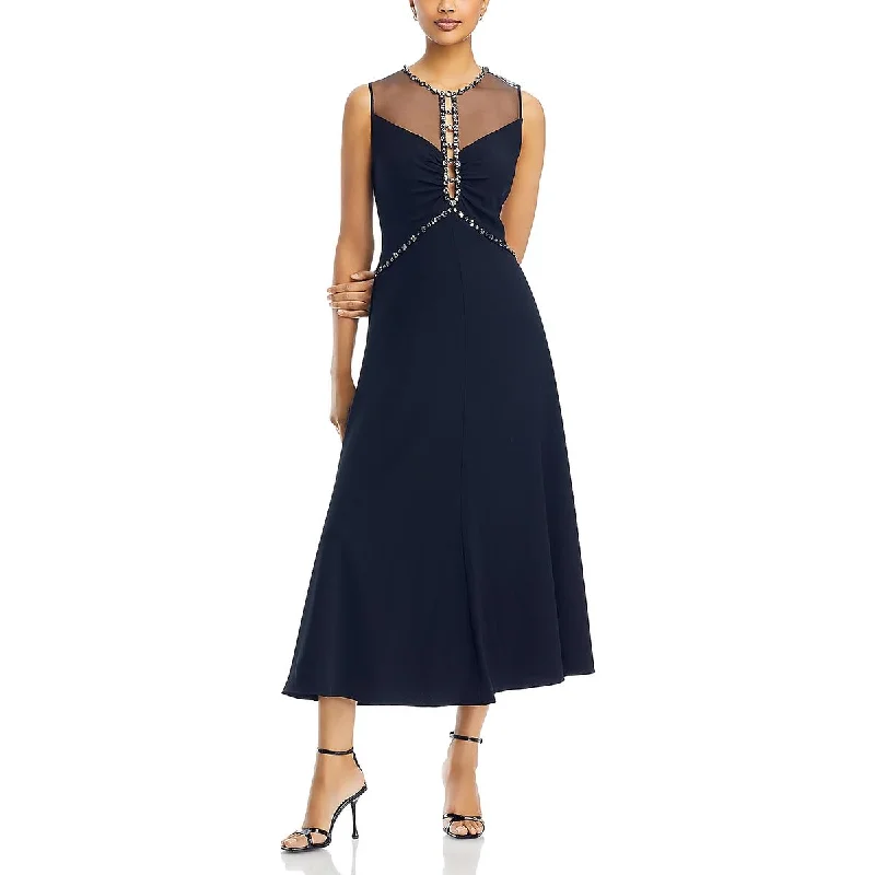 Kobi Halperin Womens Everly Embellished Illusion Evening Dress Long sleeve unclassified dresses