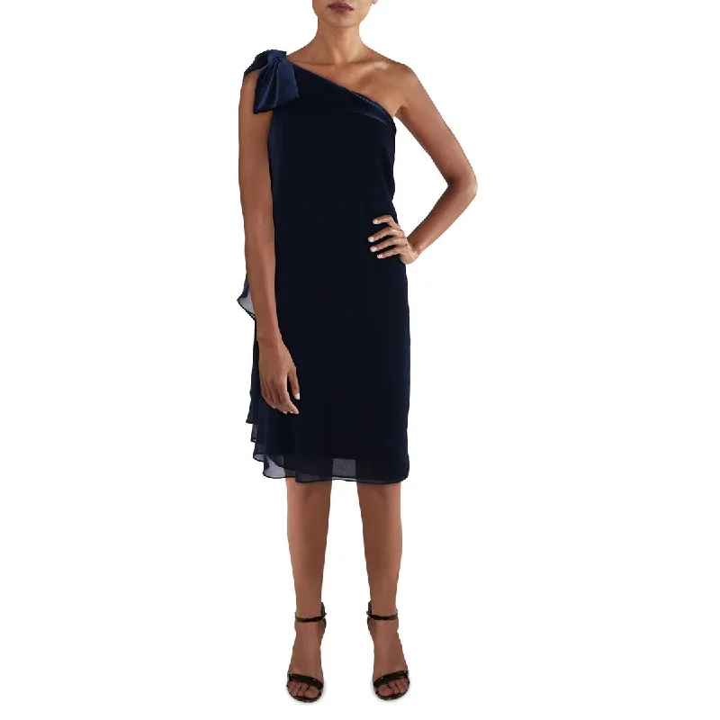 Lauren Ralph Lauren Womens Chiffon Velvet Trim Sheath Dress Holiday unclassified dresses