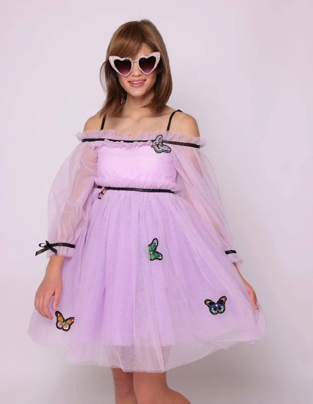 Lavender Butterfly Dream Dress Denim unclassified dresses