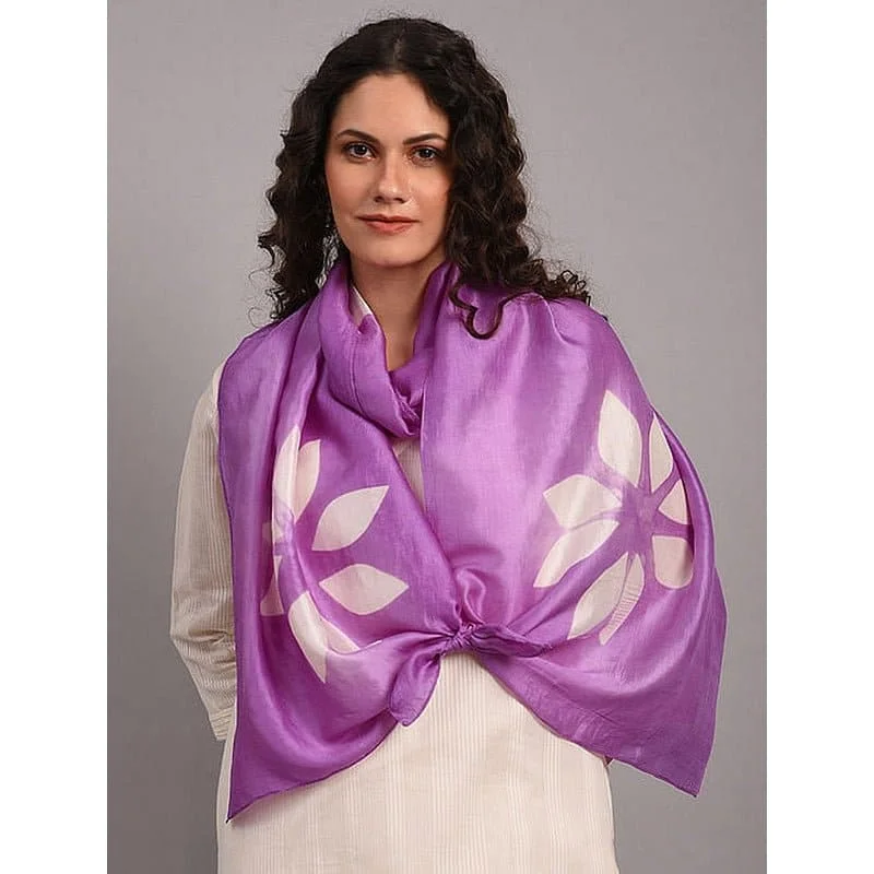 Women Lavender Clamp Dyed Silk Stole Affordable unclassified dresses