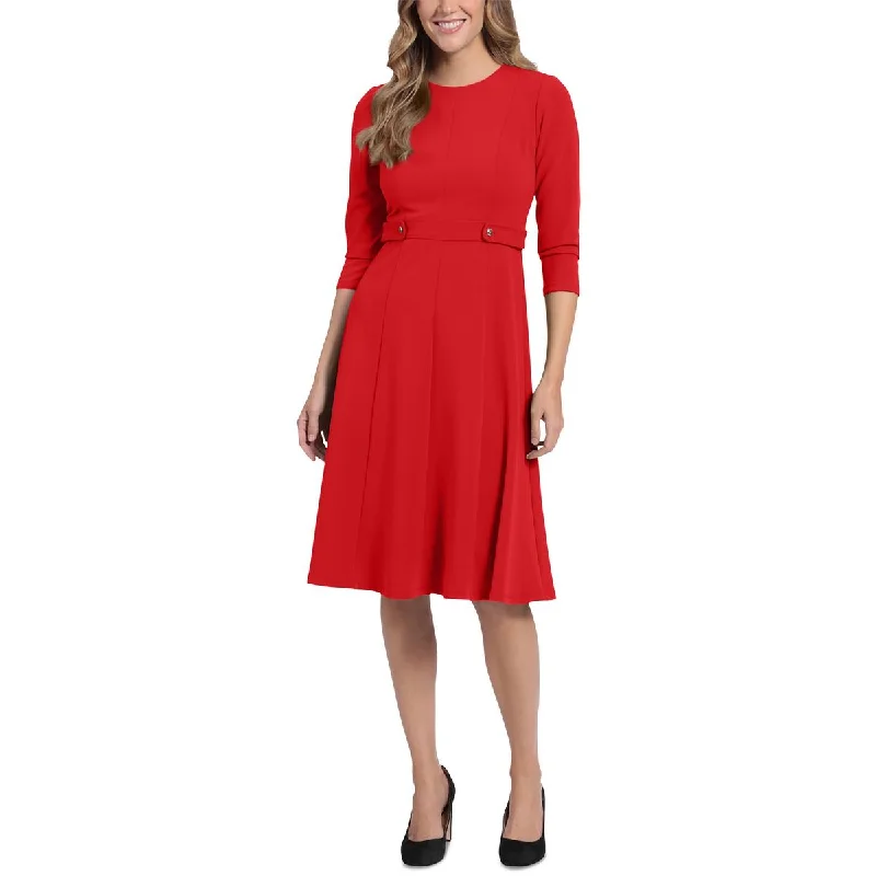 London Times Womens Petites Crepe 3/4 Sleeves Fit & Flare Dress Street style unclassified dresses