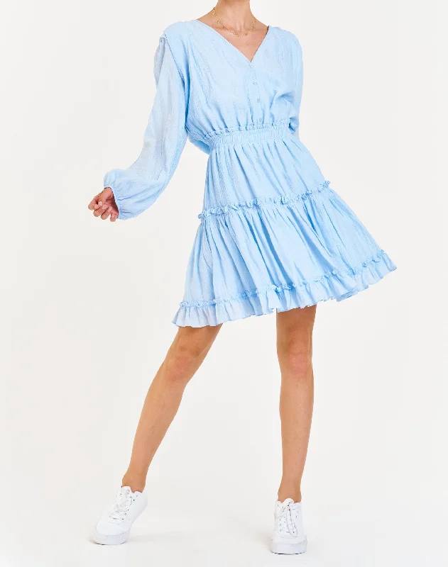 LYDIA SMOCKED WAIST DRESS MID SKY Elegant unclassified dresses