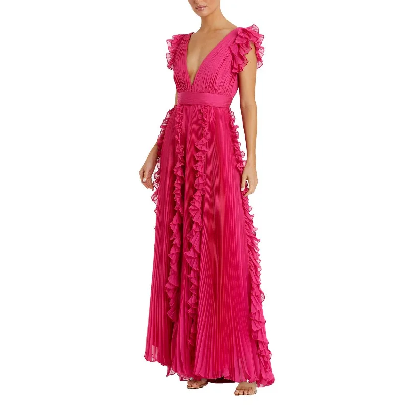 Mac Duggal Womens Chiffon Plunge Evening Dress Party unclassified dresses