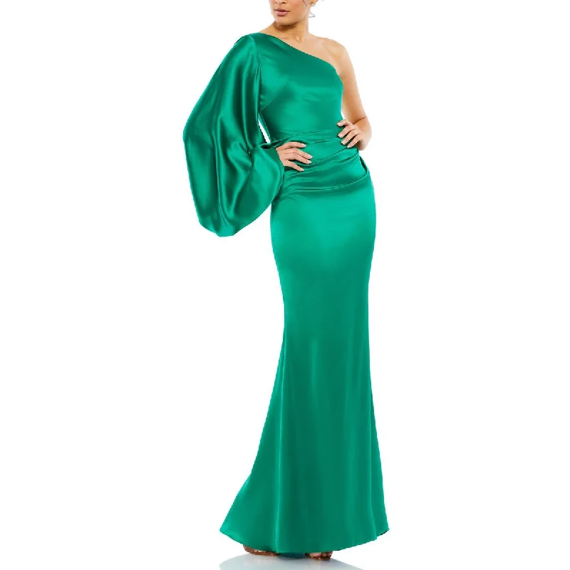 Mac Duggal Womens Satin One Shoulder Evening Dress High-low unclassified dresses