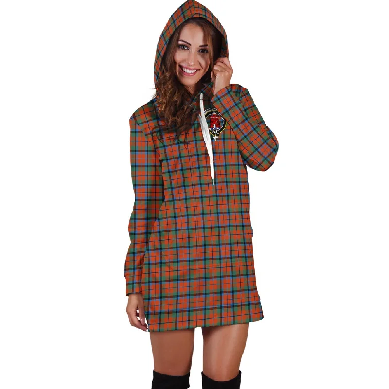 MacNaughton Ancient Tartan Hoodie Dress with Family Crest Stretchy unclassified dresses