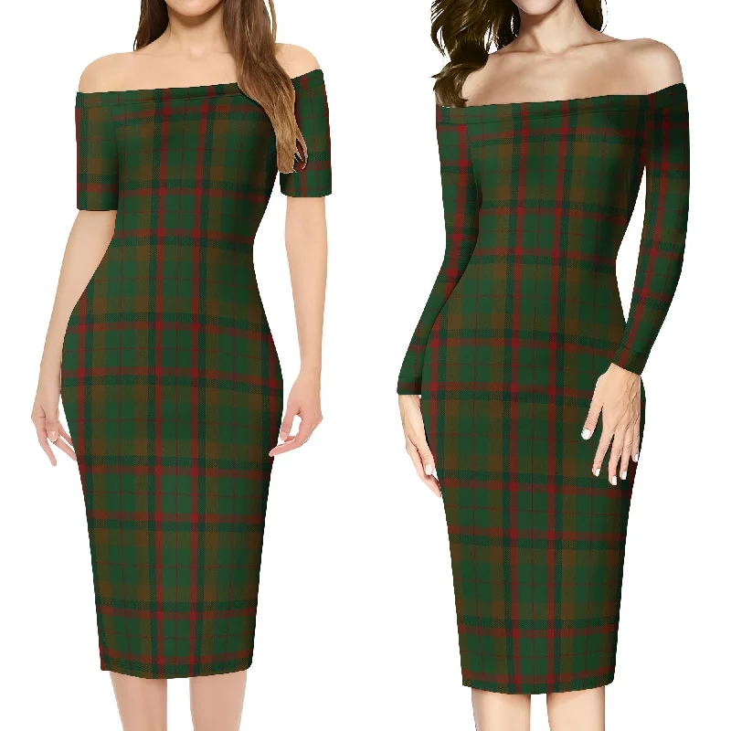 Macnaughton Hunting Tartan Off Shoulder Lady Dress Party unclassified dresses