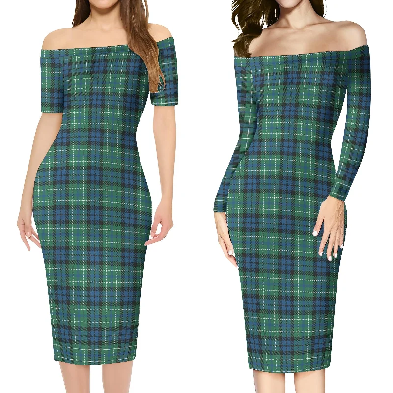 MacNeil of Colonsay Ancient Tartan Off Shoulder Lady Dress Designer unclassified dresses