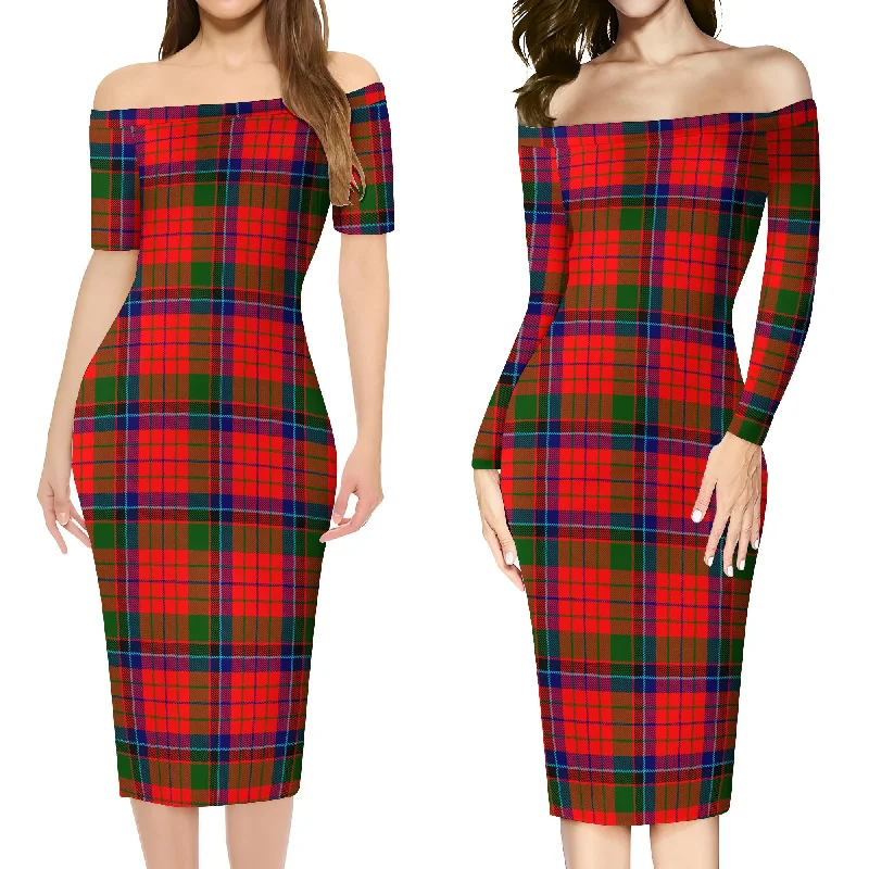 MacNicol of Scorrybreac Tartan Off Shoulder Lady Dress Chiffon unclassified dresses