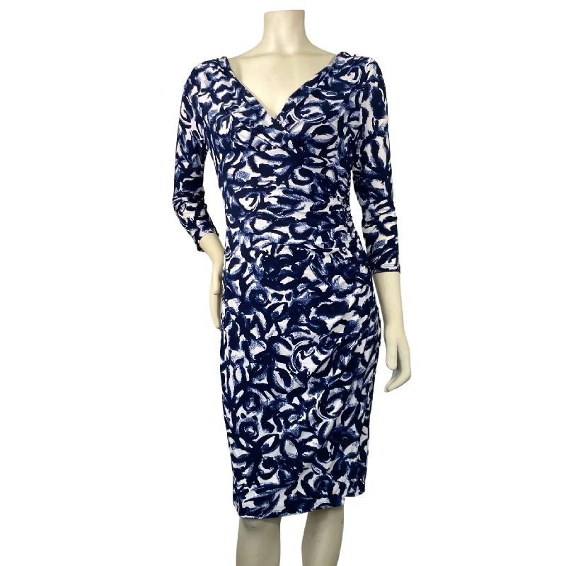 Ralph Lauren Navy & White V-Neck Dress Printed unclassified dresses