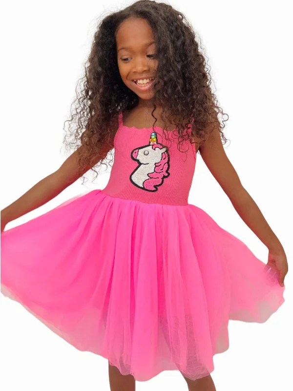 Hot Pink Unicorn Tutu Dress Denim unclassified dresses