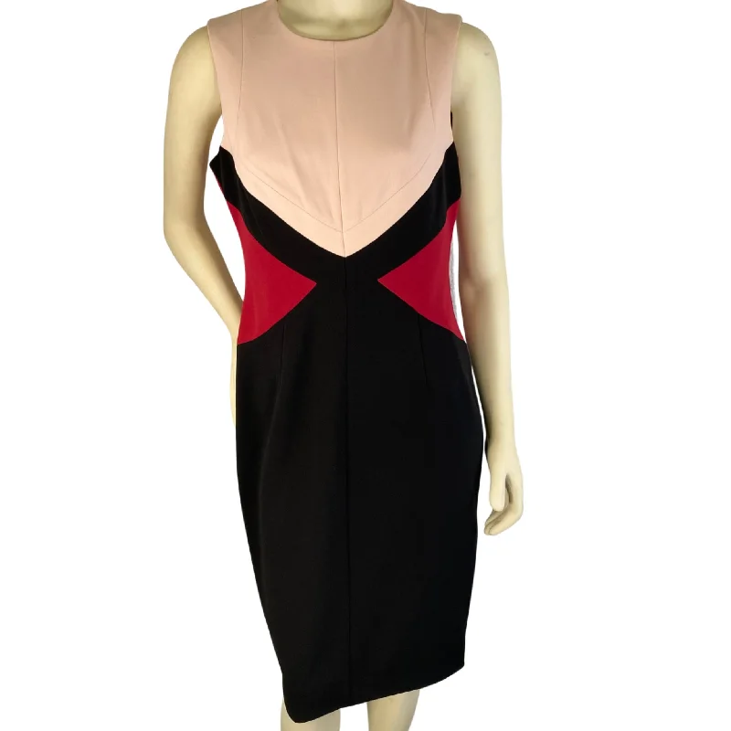 Calvin Klein Pink & Red Sheath Dress Cocktail unclassified dresses