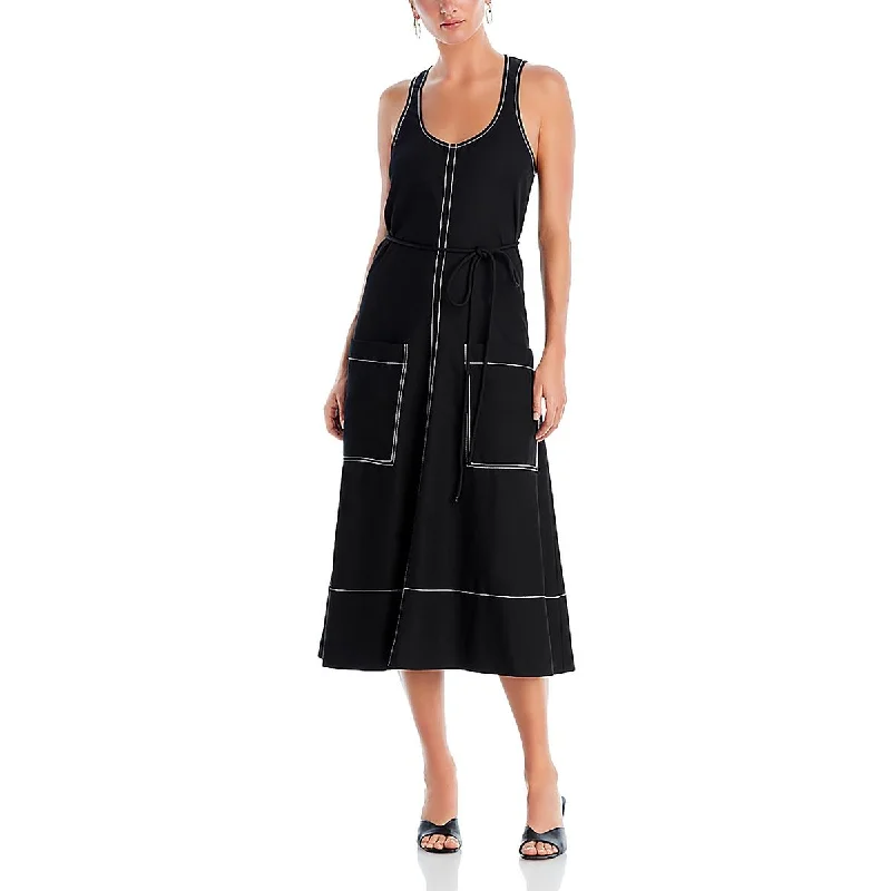 Proenza Schouler Womens Lucy Sleeveless Belted Fit & Flare Dress Petite unclassified dresses