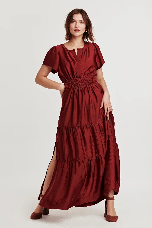 REESE FRONT PLACKET DRESS DARK CHERRY Discounted unclassified dresses