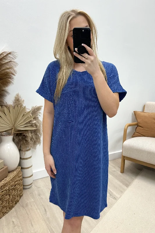 "Ribbed & Relaxed" Dress (Indigo) Summer unclassified dresses