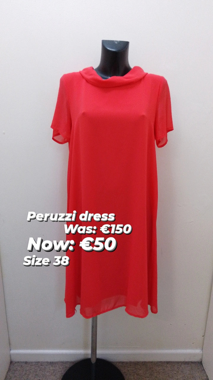 S19137- Peruzzi coral red dress Embroidered unclassified dresses