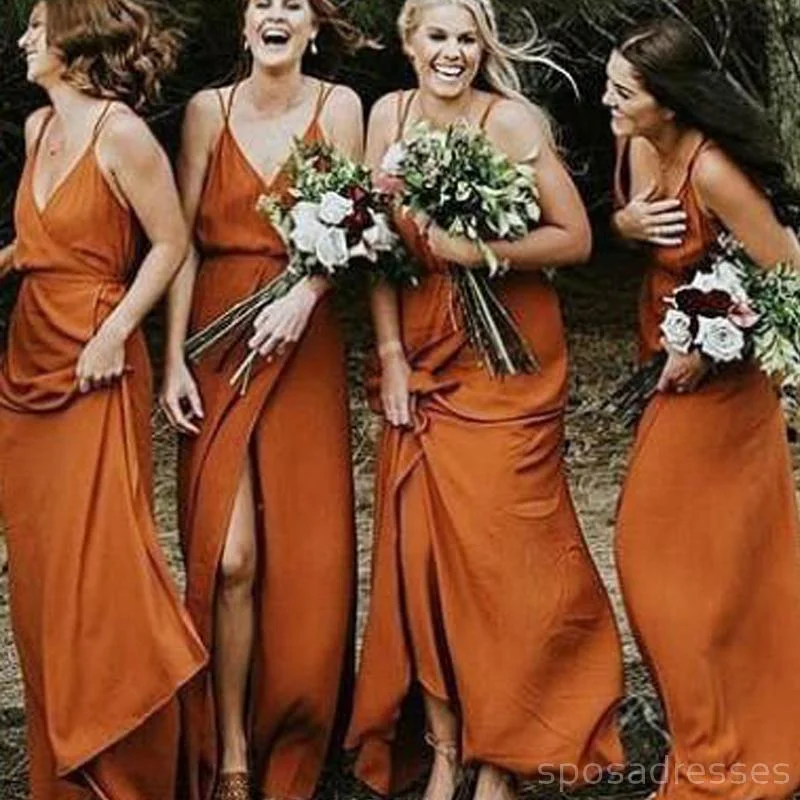 Spaghetti Straps Burnt Orange Cheap Bridesmaid Dresses Online, WG267 Unique unclassified dresses