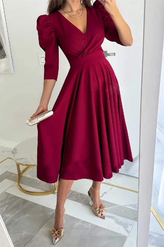 Sweet Elegant Solid Solid Color V Neck A Line Dresses Trendy new unclassified dresses