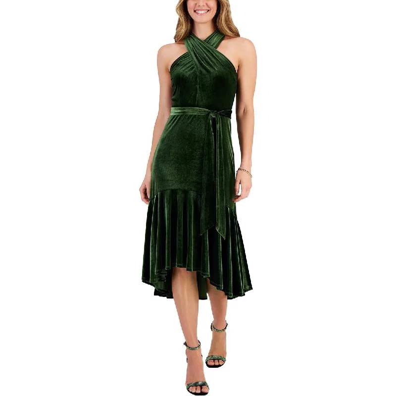 Taylor Womens Velvet Belted Evening Dress Satin unclassified dresses