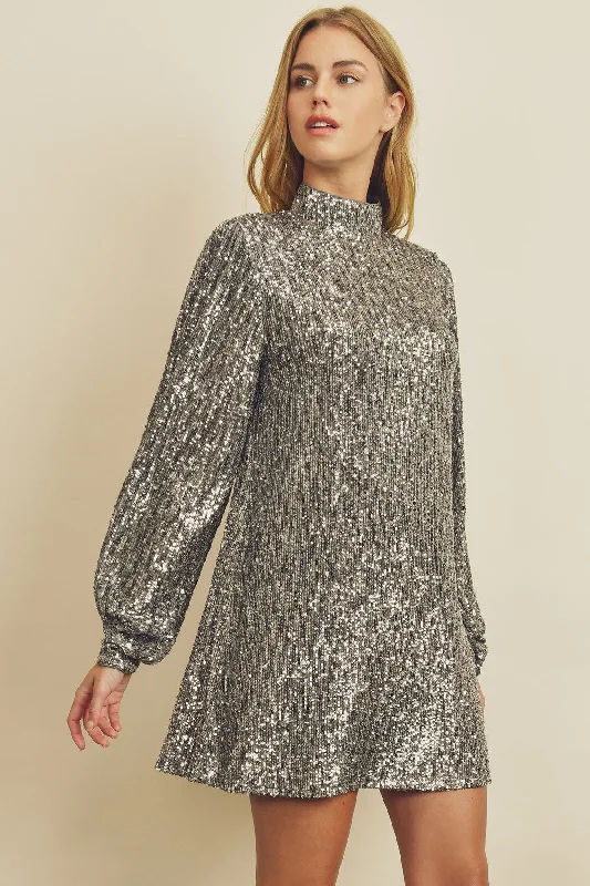 Tis' The Season Silver Dress Off-shoulder unclassified dresses