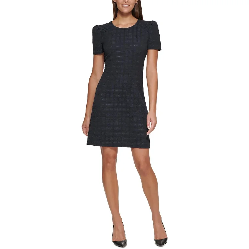 Tommy Hilfiger Womens Plaid Above Knee Shift Dress Off-shoulder unclassified dresses