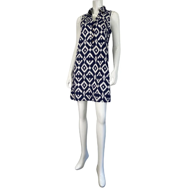 Tori Richard Blue & White Button-Up Dress Chiffon unclassified dresses