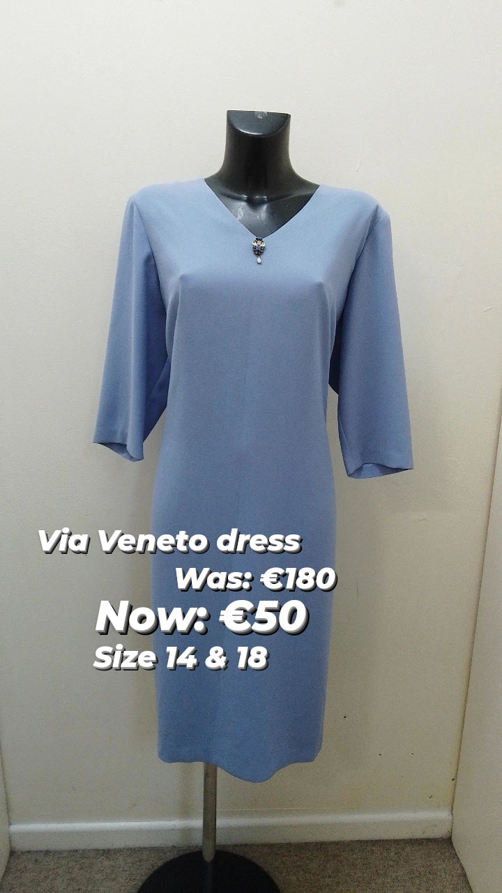 V3602 Via Veneto Shift dress with jewel detail- blue Holiday unclassified dresses