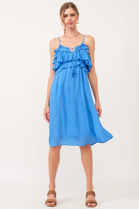 VALENTINA MULTI RUFFLE DRESS BLUE STAR Chic unclassified dresses