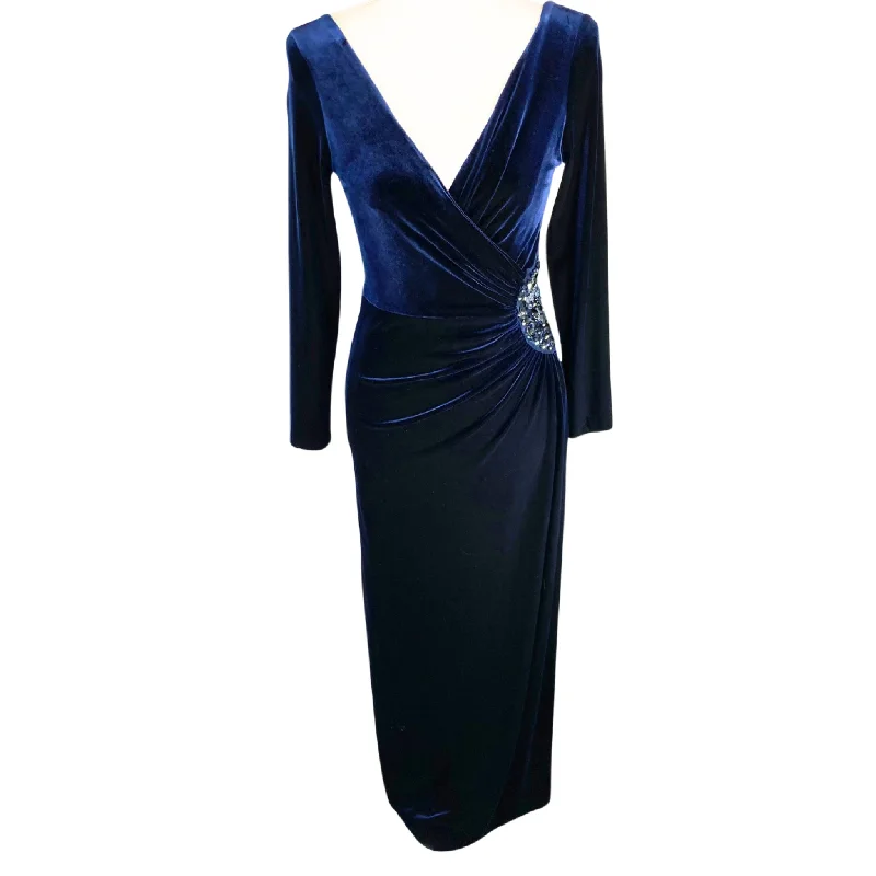 Teri Jon Velvet Blue Dress Satin unclassified dresses