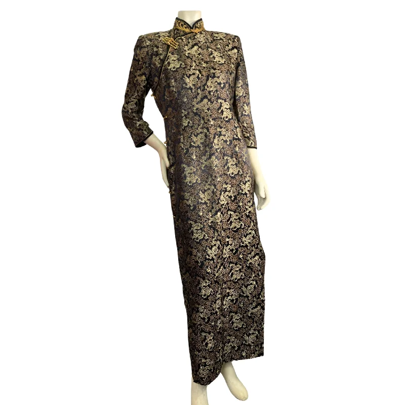 Vintage Gold Dragon Cheongsam One-shoulder unclassified dresses