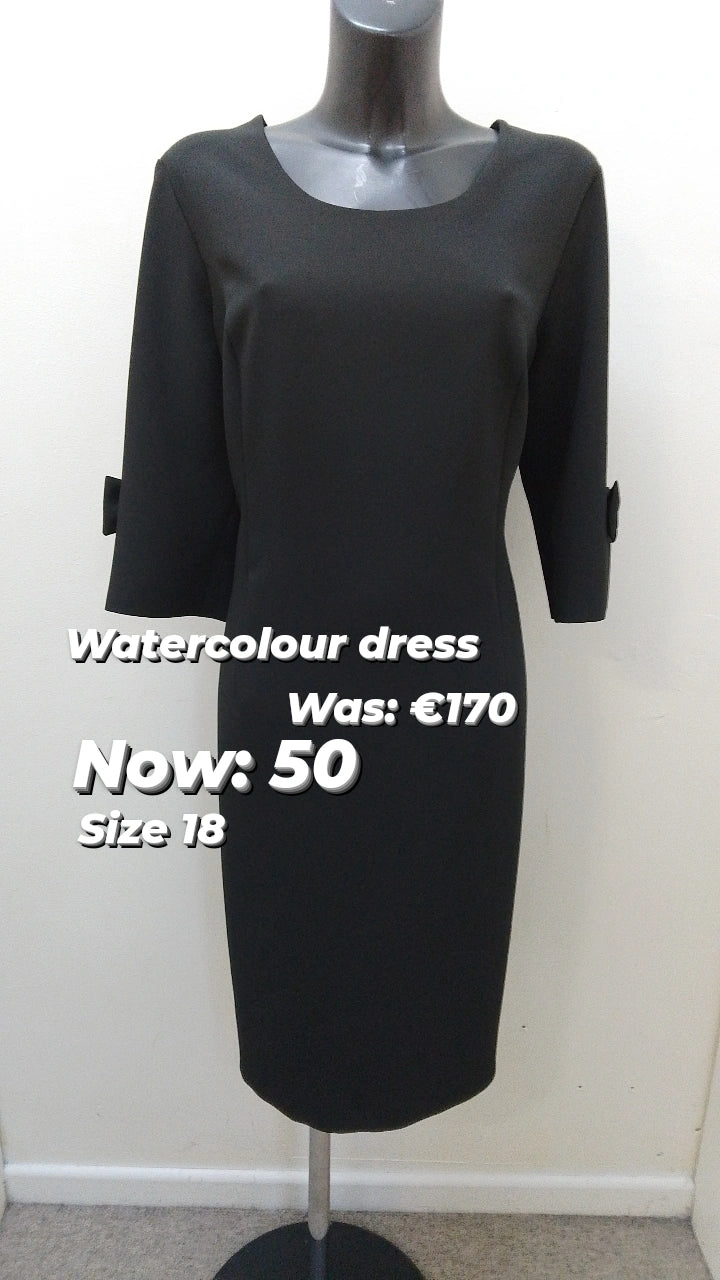 W112 Watercolours 1/4 sleeve black dress Winter unclassified dresses