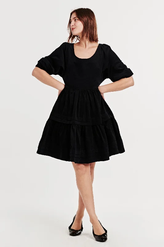 WENDY PLEATED DRESS MIDNIGHT SKY CORDUROY Monochrome unclassified dresses