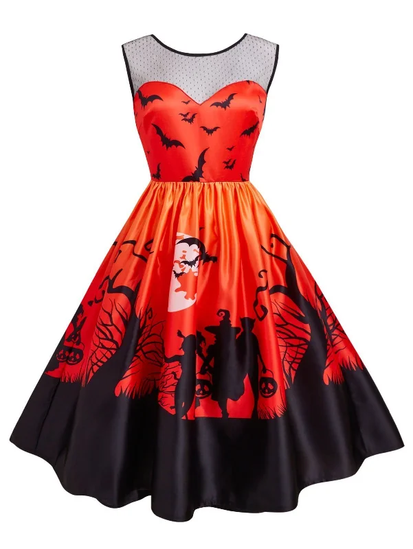 1950s Halloween Patchwork Dress Long unclassified dresses