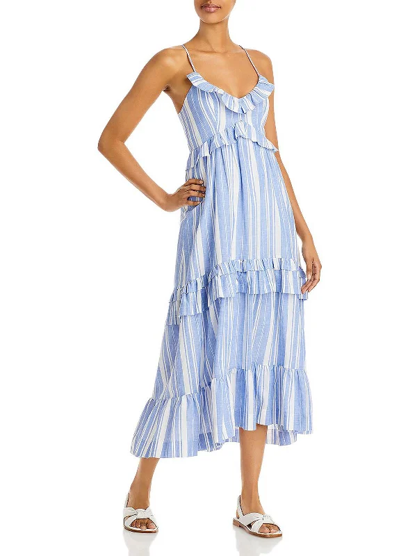 Addy Womens Chambray Maxi Sundress Chic Maxi Dress