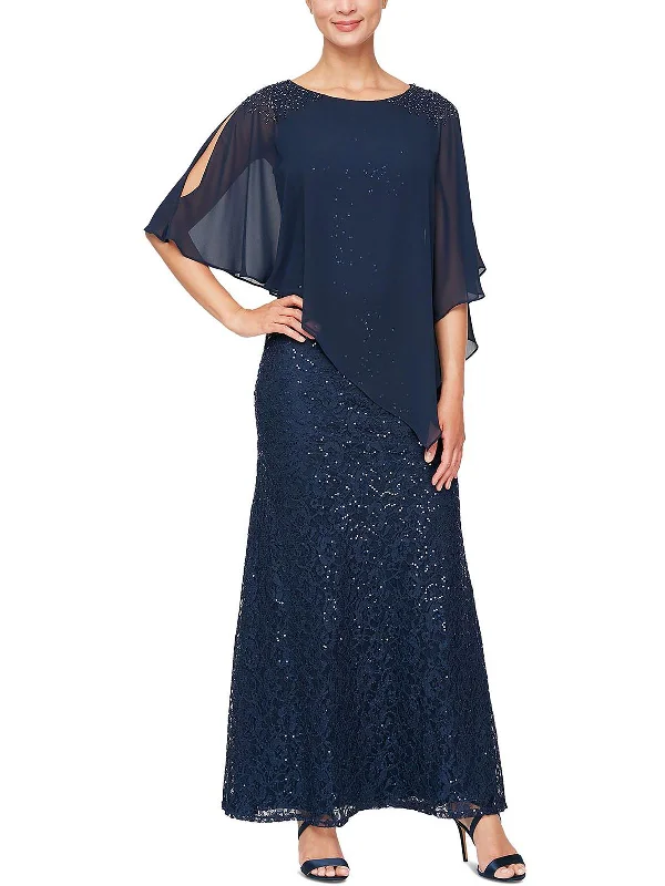 Womens Chiffon-Overlay Maxi Evening Dress Cozy Maxi Skirt