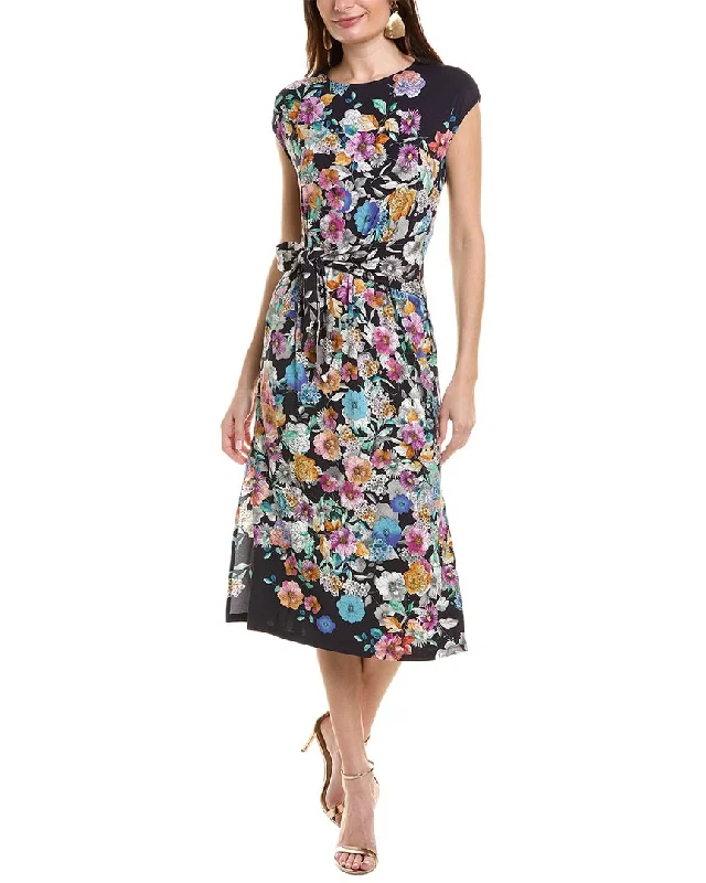 Johnny Was Fall Dance Tie-Front Knit Midi Dress Printed Midi Outfit