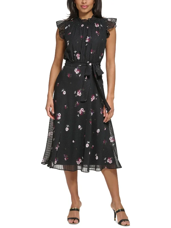 Womens Midi Floral Print Midi Dress Midi Skirt Chic