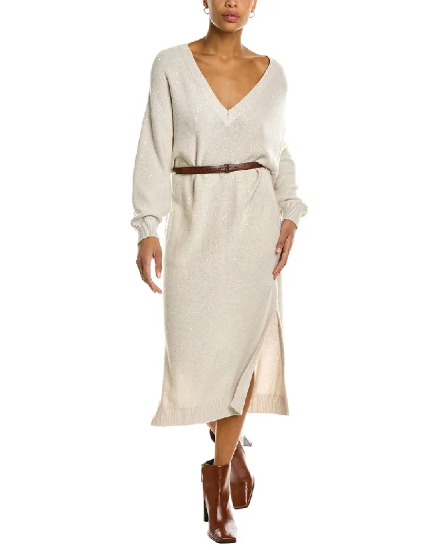 Brunello Cucinelli Cashmere & Silk-Blend Sweaterdress Knitted Sweater Gown