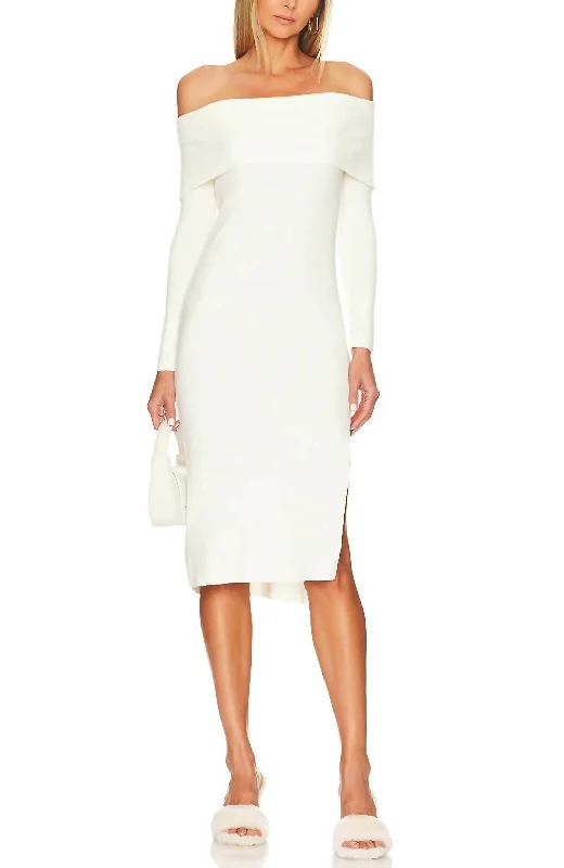 Francesca Sweater Dress In Pristine Ivory Sweater Dress Fashion