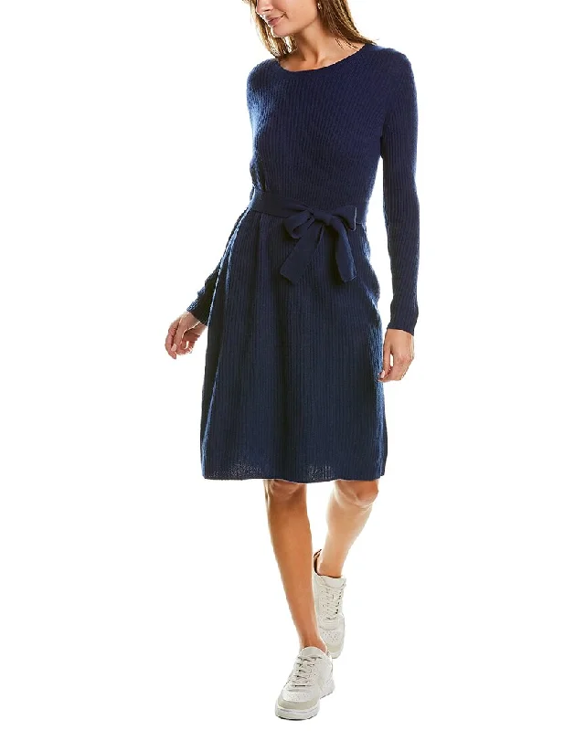 Hannah Rose Brushed Rib Wool & Cashmere-Blend Sweaterdress Stylish Knit Dress